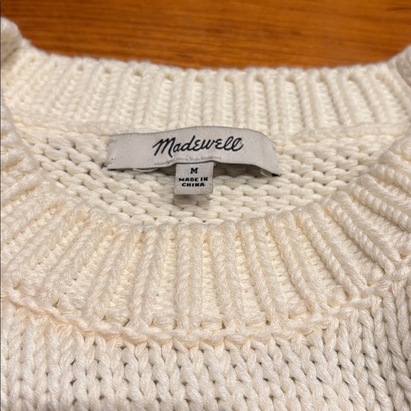MADEWELL M Textured Cotton Crewneck Sweater in Ivory Navy Stripe - Picture 9 of 9